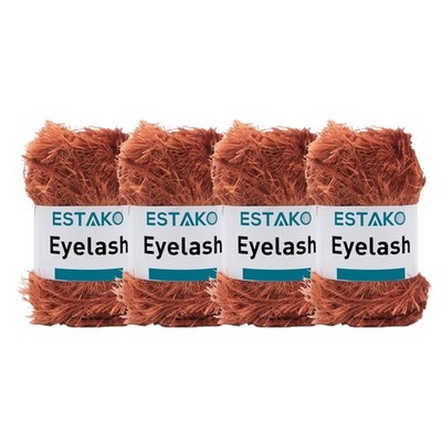 Estako Eyelash Yarn 4 Skeins 100% Polyester Soft Fuzzy Crochet Knitting Copper