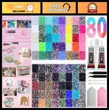 64,000 Pcs Multicolor Rhinestone Kit - 3mm Flatback Gems & B7000 Glue for Crafti