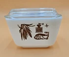 Vintage Pyrex Early American Refrigerator Dish, Lid Brown Pattern 503-B,  1.5 QT