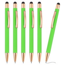 Ballpoint Pen with Stylus Tip, 6Pcs Black Ink Stylus Pen Style 2, Light Green