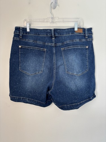 Judy Blue Denim Shorts White Splattered High Rise Woman’s 3XL  /38x6 - Foto 2 di 8