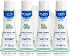 Image of Mustela Multi-Sensory Bubble Bath 200ml -Pack of 4 | Gentle Foaming Bath for Ba