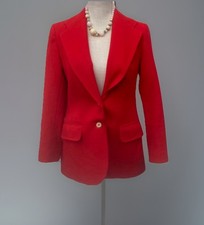Vintage Evan Picone Red Wool Blazer Size 6 Classic Gold Button Jacket 80 90s