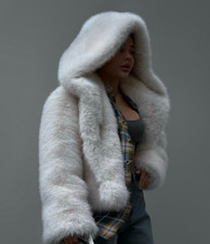 New Arrival Women's Hooded Faux Fur Imitation Fur Coat, Plush Jacket, Fluffy