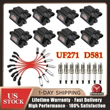 8pcs Square Ignition Coil Pack & Spark Plug & Wire for Chevy GMC 4.8L 5.3L UF271