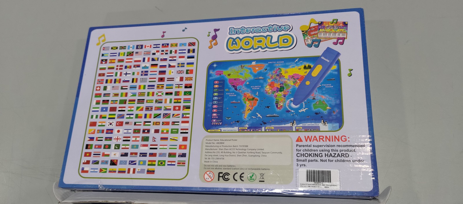 QIAOJOY BILINGUAL INTERACTIVE KIDS TALKING WORLD MAP POSTER FOR KIDS LEARNING