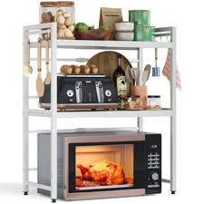 NETEL Expandable Microwave Stand,3 Tier Metal Kitchen Countertop Organizer Sh...