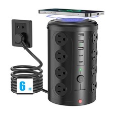 Surge Protector Power Strip - Desk Charging Station with 15W Wireless Charger...