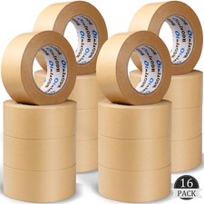 16 Pack Brown Paper Packing Tape, Kraft Paper Tape Bulk 2" x 55 Yardx 7 mil G...