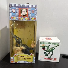 1990s Bozart Darwin Wizard & Dustan Dragon Marionettes Lot of 2 Toys Puppets