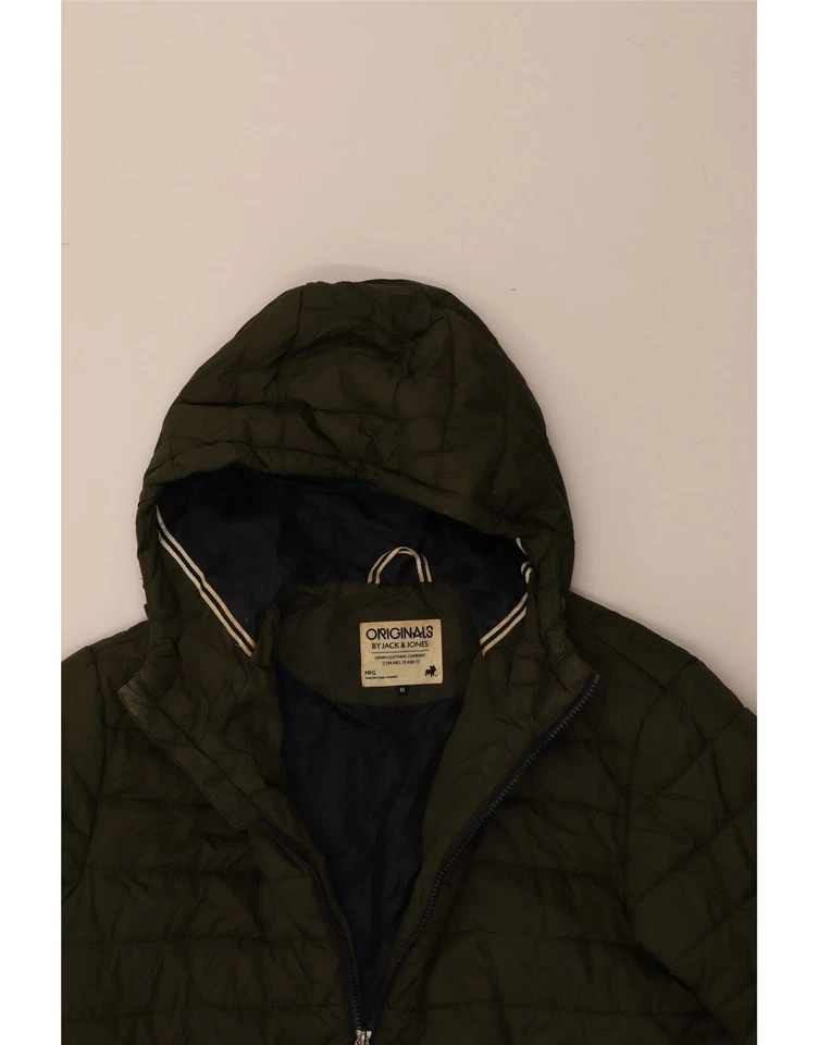 JACK & JONES Mens Hooded Padded Jacket UK 38 Medium Green Nylon CP44 - Image 3 of 3