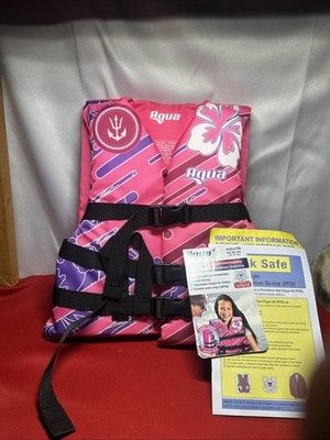 Oceans 7 US Coast Guard Approved Youth Life Vest Jacket, 50-90 lbs, Pink/Berry