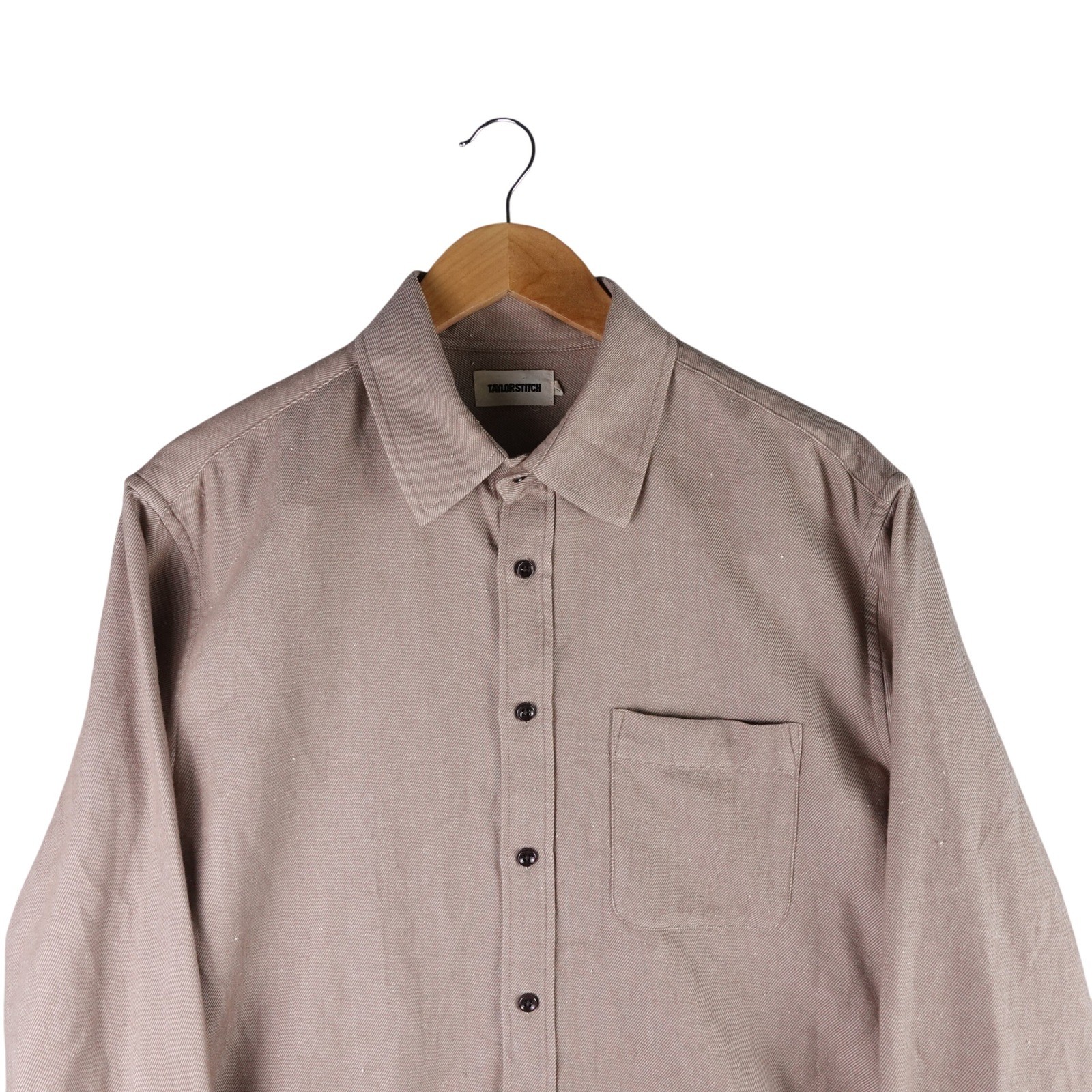 Taylor Stitch Mens 42 Organic Cotton Button Down Shirt Tan Khaki Long Sleeve