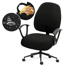 Water-resistant Stretchable Computer Chair Covers - Split Chair Cover Black