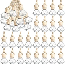 BBTO 50 Pcs Hanging Car Air Freshener Diffuser Bottles Empty Glass Clear 