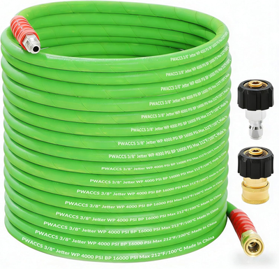 #ad 50 FT Pressure Washer Hose 4000 PSI Kink Resistant M22 Quick Connect $109.99