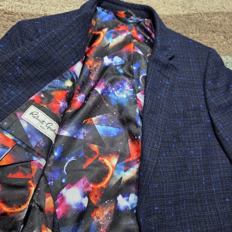 Blazer de lana Robert Graham para niños pequeño azul chaqueta texturizada forro Galaxy pequeño Foto 4 de 4