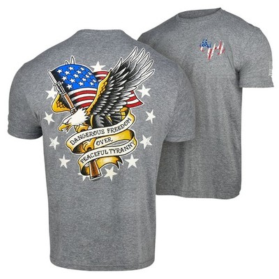Dangerous Freedom Over Peaceful Tyranny T-shirt (L)- Grey