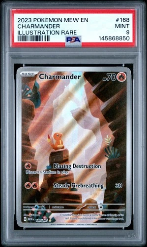 2023 POKEMON MEW EN-151 ILLUSTRATION RARE #168 CHARMANDER PSA 9