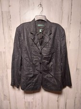 Lauren Ralph Lauren Women's Black 100 Linen Blazer Size 20W