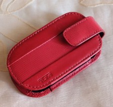 USED BAG rare convenience TUMI Mobile Pouch Leather Clip Type Wine Red Case