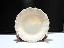Pioneer Woman Paige Linen Solid Off-White Salad Plate 8" Wide Beaded Edge (PW18)
