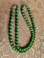Icy Green Jade Untreated Natural Nephrite Jade beaded Necklace 24" 45