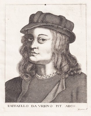 Raphael Sanzio da Urbino Italian painter Renaissance Portrait Kupferstich 1650