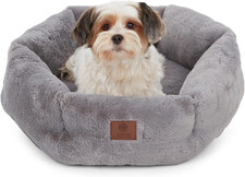round Plush Dog Bed - 20" Cozy Donut Design for Small Pets, Ultra-Soft Washable