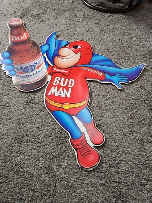 Vintage Bud Man Budweiser Advertising Huge Store Display Ceiling Hang 37'' Long 