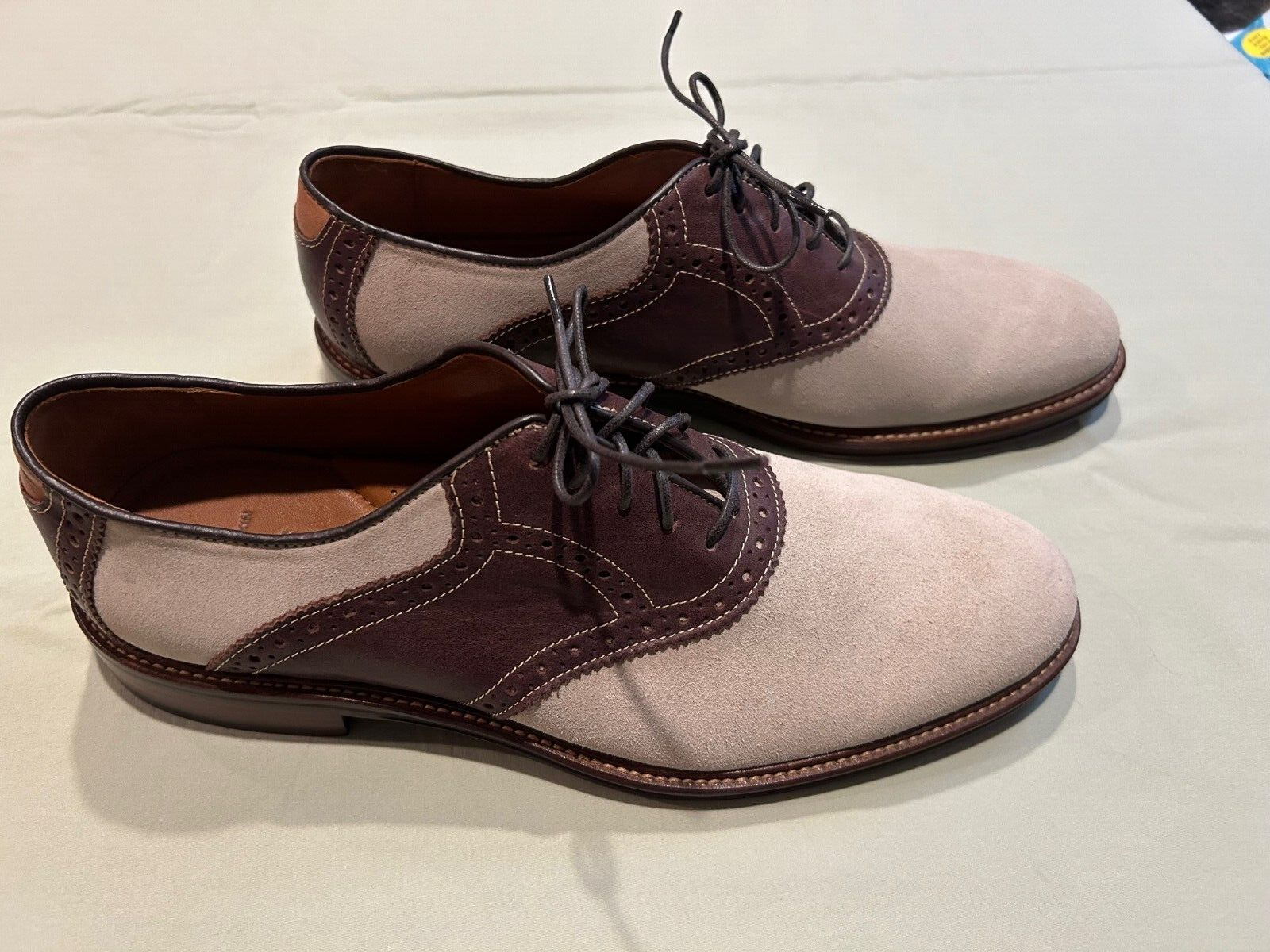 SAOLA Scarpe derby uomo Johnston & Murphy crema e marrone taglia 10M