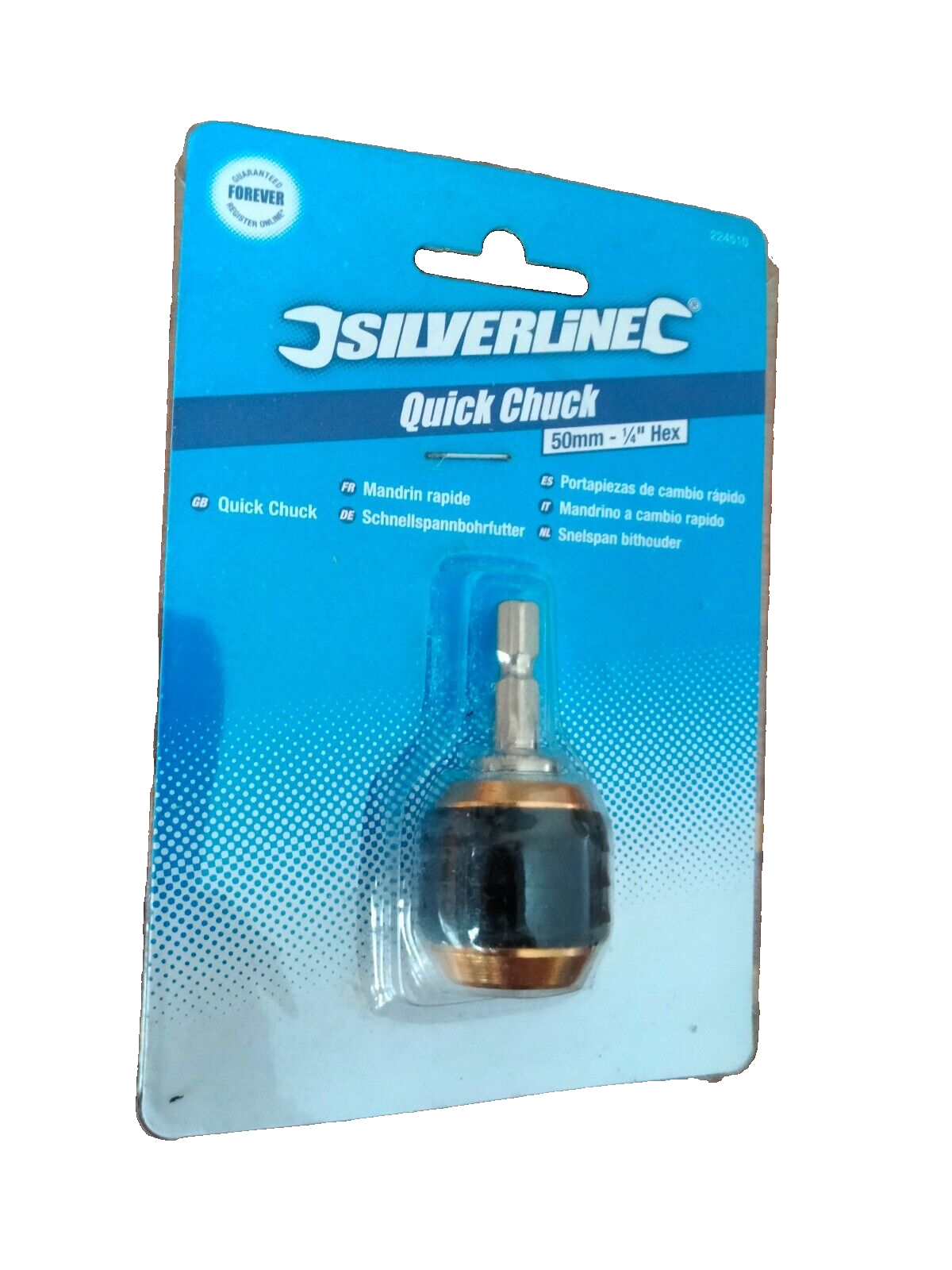 50mm Silverline Drill Chuck Quik Coupling 1/4 inch Hex Shank Screwdriver Adaptor