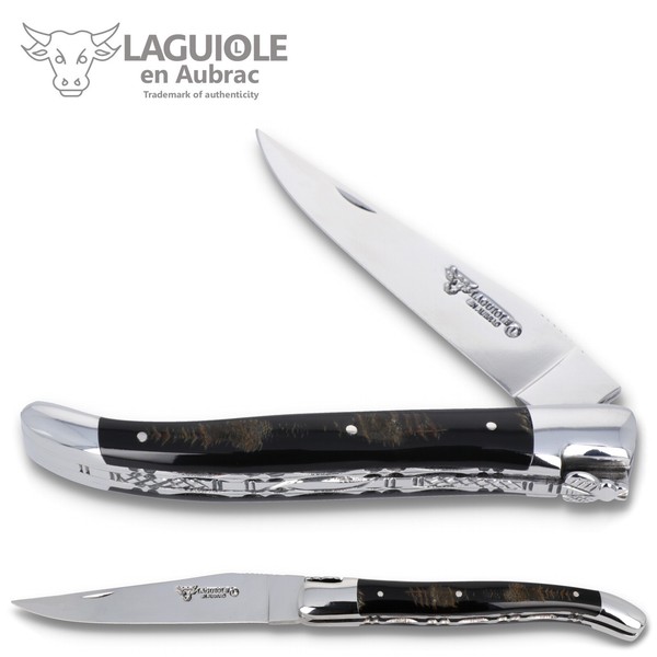 Laguiole Aubrac Taschenmesser L0712CBIF Doppelplatine 12 Cm BüFfelkruste Messer-image