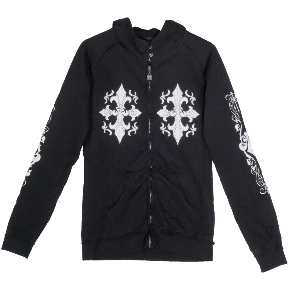 Affliction Live Fast Embellished Cross Sweatshirt Hoodie Full Zip Ladies Large - Image 2 of 4