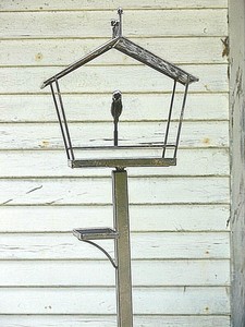 Tall Design Bird Feeder Table Antique Brown Cottage Provincial