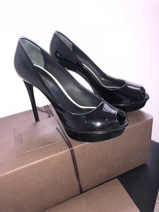 louis vuitton black open toe heels