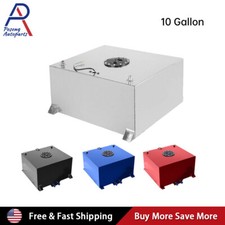 10 Gallon Polished Aluminum Racing Drift Fuel Cell Gas Tank With Level Sender