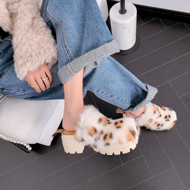 PANTOFOLA D’ORO Pantofole donna moda calde pelliccia sintetica leopardo casual comfort zeppa tacco