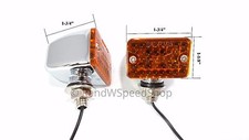 Pair Small Amber Turn Signal Indicator Lights Chrome Metal Bullet Car Hot Rod