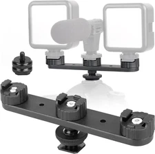 Triple Cold Shoe Extension Mount Hot Shoe Base Adapter Extension Bar Bracket wit