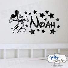 Mickey Mouse Personalized Name Custom Wall Decal Vinyl Sticker Walt Disney Stars