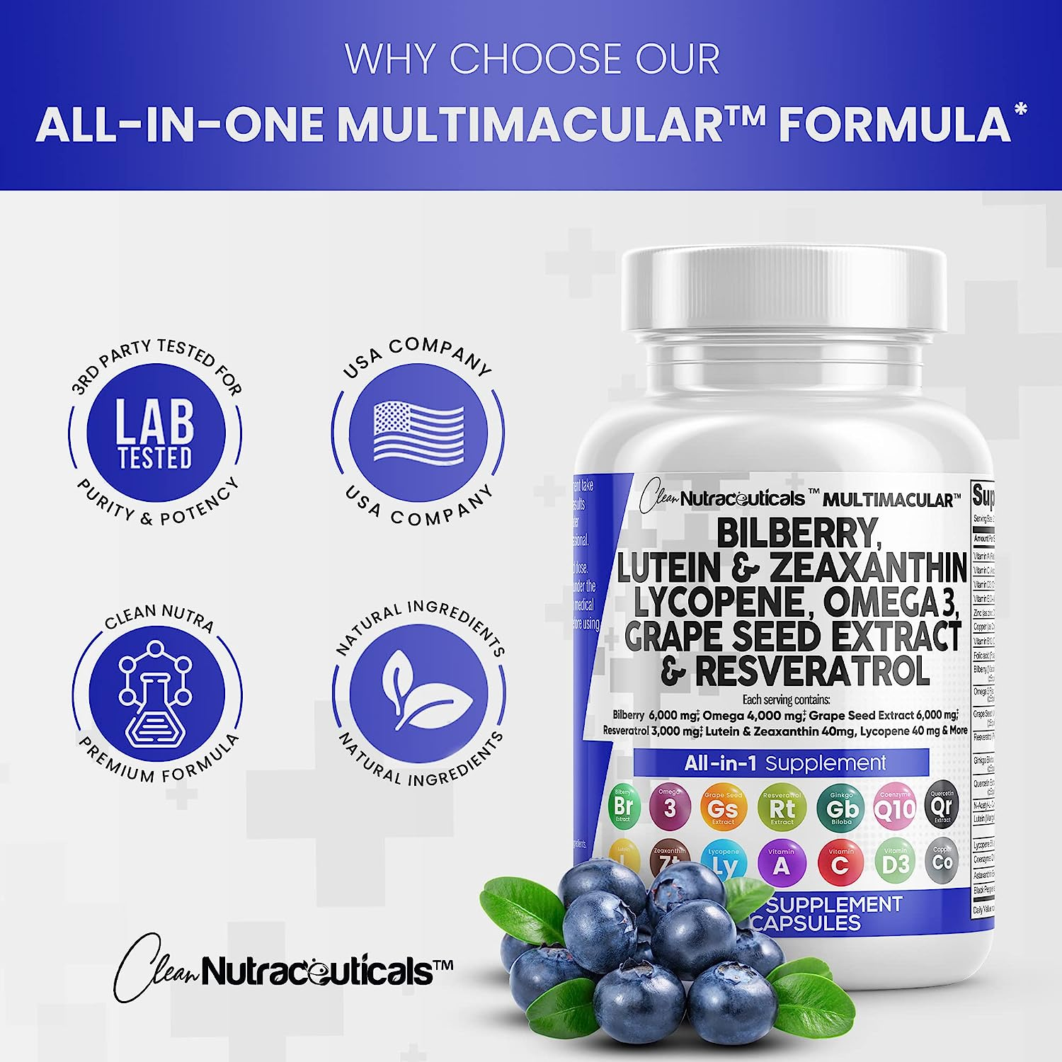 Eye Health Vitamins with Bilberry 6000Mg Lutein & Zeaxanthin 40Mg