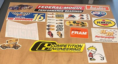 VINTAGE RACING DECALS STICKERS LOT OF 15--(B-12)--RARE!