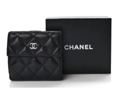 Chanel Lambskin Quilted Compact French Flap Wallet Black SKU no: RBJ1424591