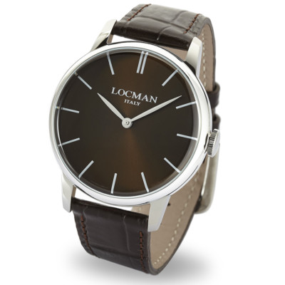LOCMAN men's watch only time collection La doce vita 1960 leather strap