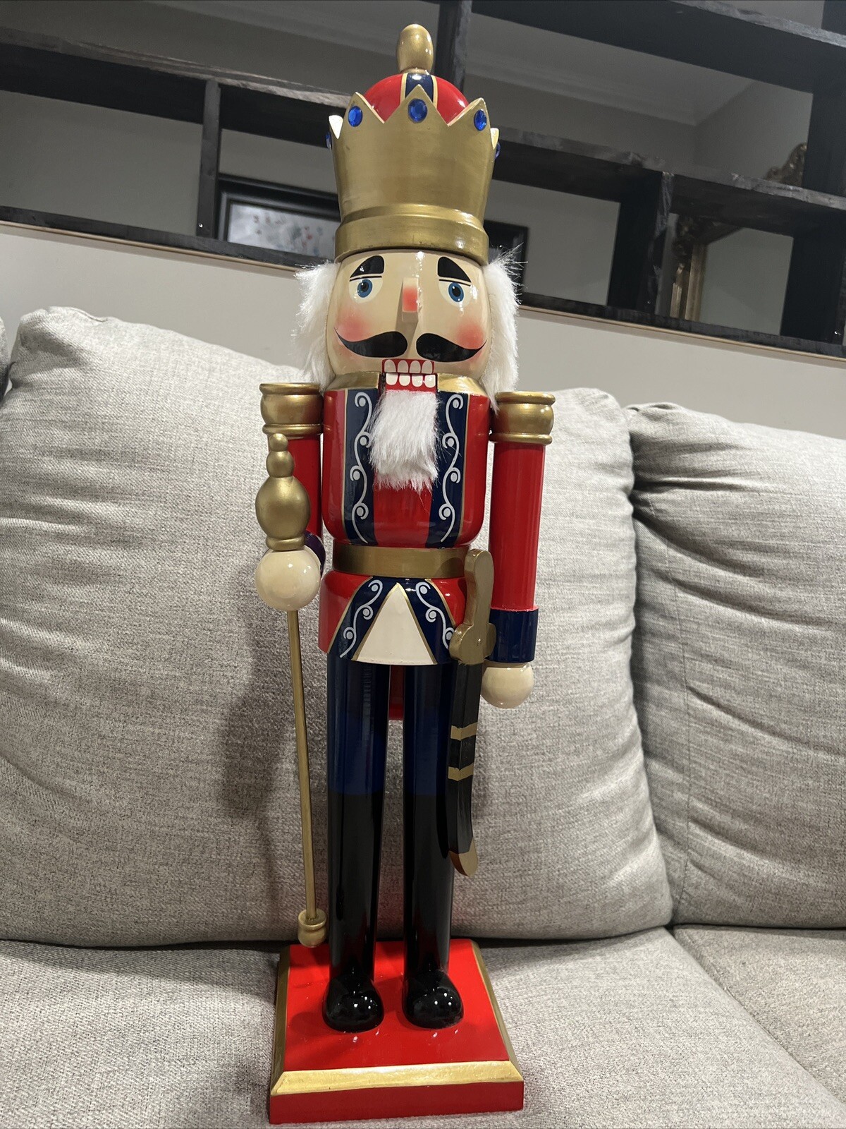VINTAGE NUTCRACKER TOYS CHRISTMAS HOLIDAY DECOR WOODEN RED FIGURINE 24”