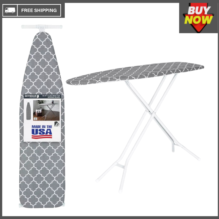 4-Leg Mesh Top Ironing Board in Gray Lattice-image