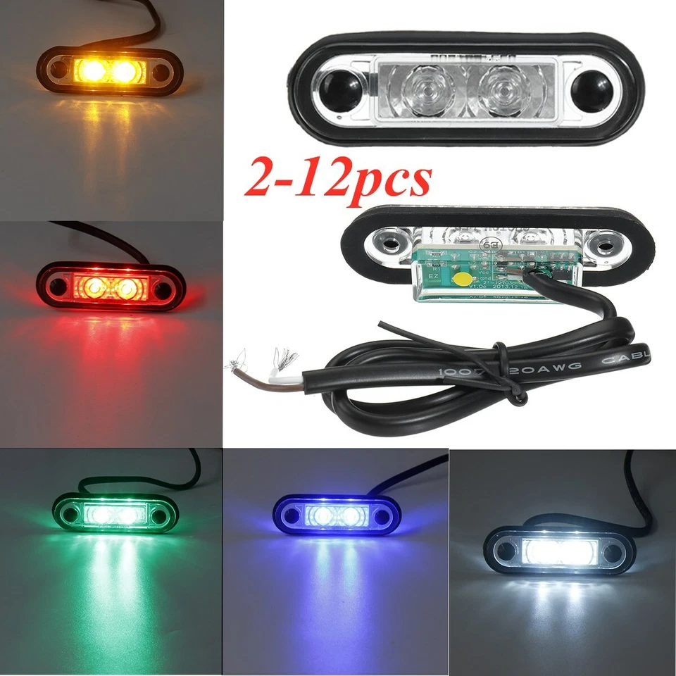 1-12PC 12V FLUSH FIT LED SIDE MARKER LIGHT For KELSA BAR TRUCK TRAILER VAN LORRY - Image 2 of 4
