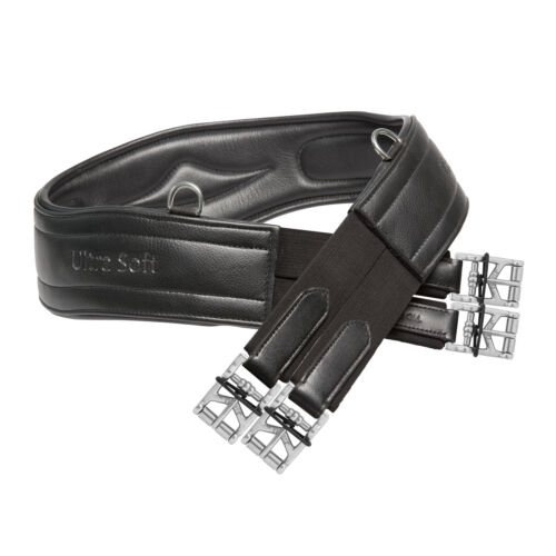 Kieffer Ultrasoft Leather Anatomical Short & Long Elasticated Girth Black/Brown - Picture 2 of 13