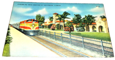 1940's FLORIDA EAST COAST FEC CHAMPION STREAMLINER HOLLYWOOD FLORIDA POST CARD